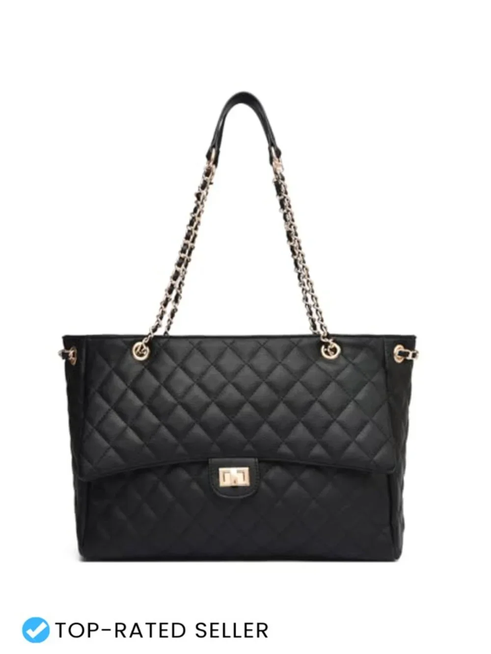 Quilted Satchel Tote Bag with Leather Crossbody Strap for Women Work Travel